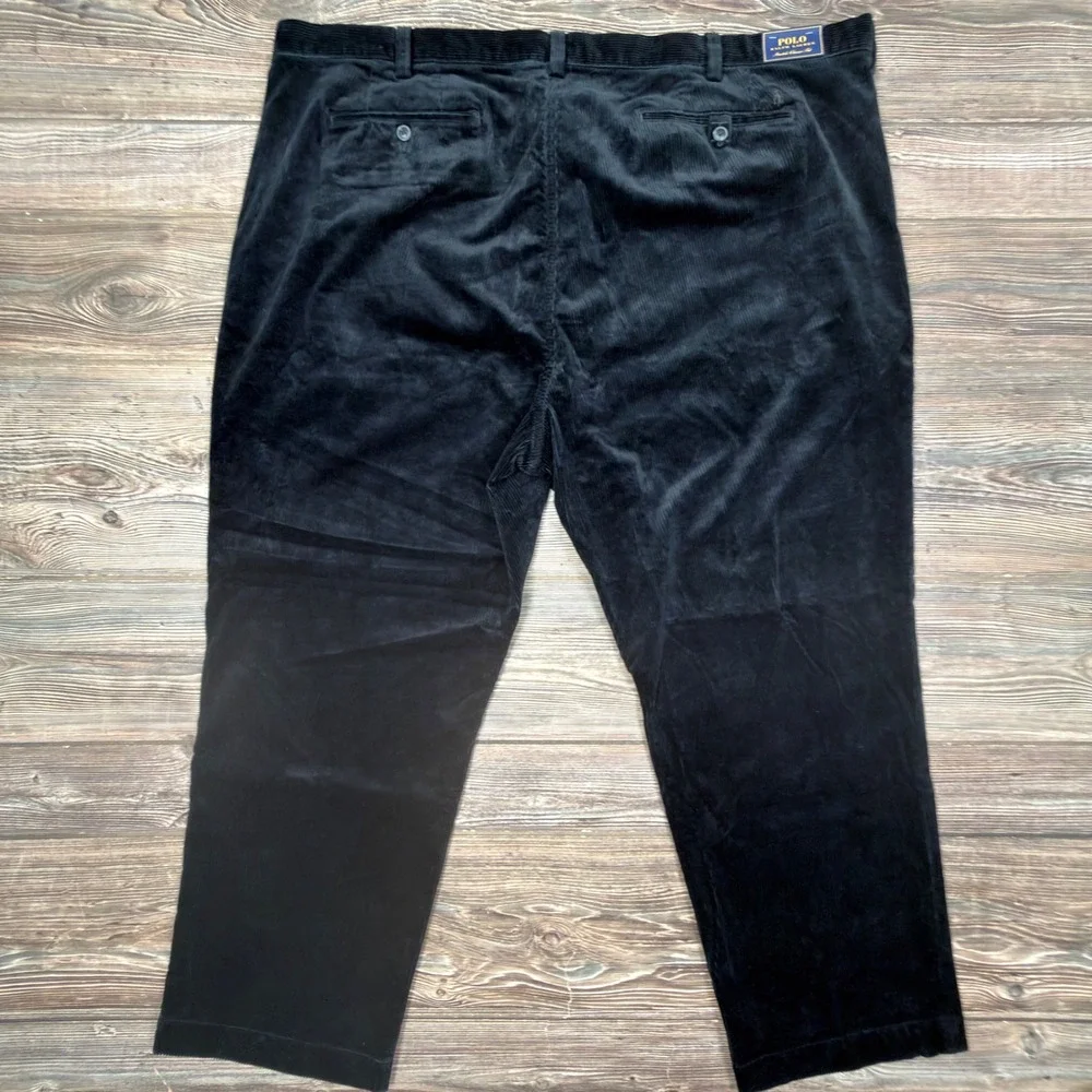Polo Ralph Lauren Men 48Bx30 Corduroy Pants Black Stretch Classic NEW CUT TAG